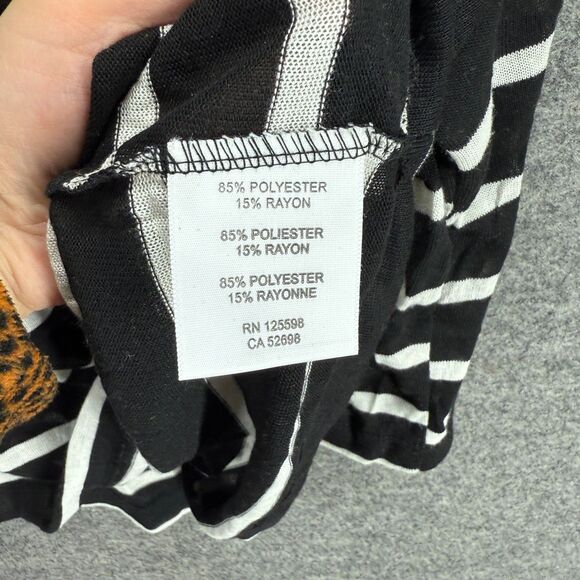 Ellen Tracy T-Shirt Women XL Black Striped 3/4 Sleeve Round Neck Rayon Casual - Picture 4 of 7